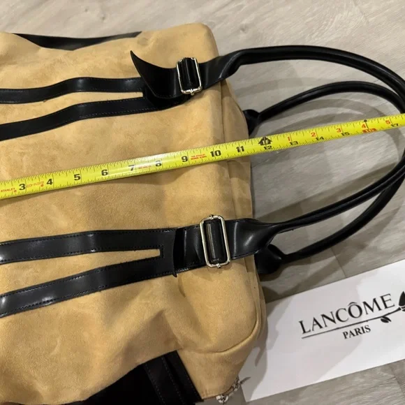 LANCÔME Large Tote/Hobo Bag - Faux Suede Calf Color With Black Bottom/Straps - Picture 7 of 12